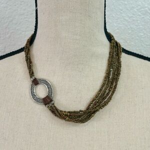 Silpada Bronze Bead Necklace Sterling Silver Seed Beads Multi Strand N1785